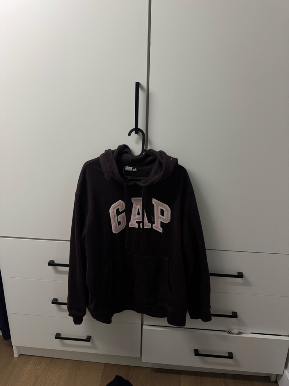 GAP Dark Brown Hoodie with Pink Logo